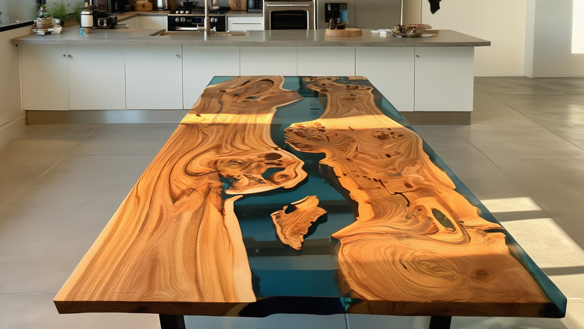 Столешницы из экзотических пород дерева и эпоксидной смолы: тренды – 2026